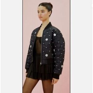 Hello Kitty 50th Anniversary Forever 21 Satin Quilted Bomber Jacket